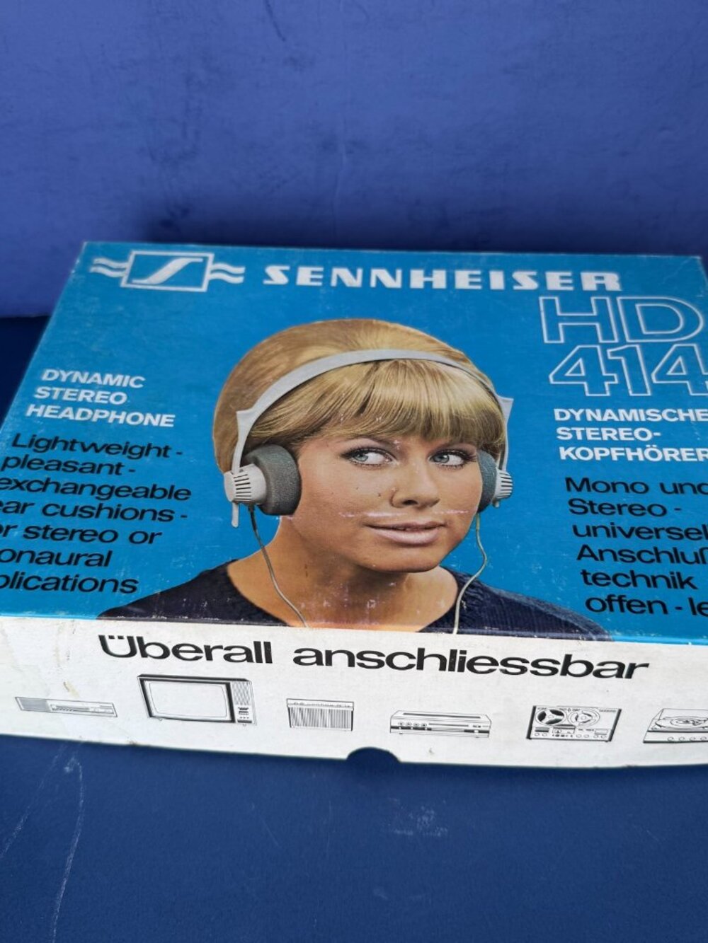 BOX ONLY Vintage Sennheiser HD 414 Stereo Headphones Original Box Germany READ